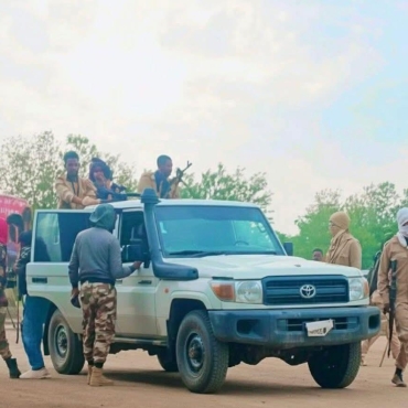 TDF fighters in Mekoni, Southern Tigray, to cover their faces